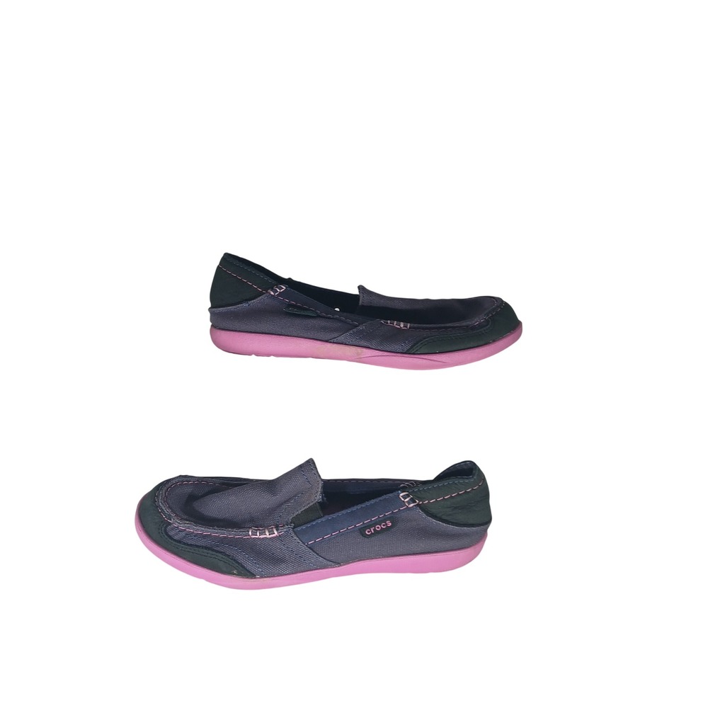 Crocs Walu Canvas Loafers W6 Navy Pink Slip On 201181 Gorpcore Casual Comfort